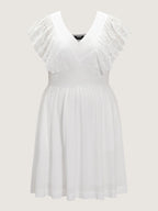 Supersoft Lace Eyelet Trim Breezy Mini Dress