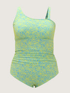 Floral Print Textured Ruched One-Piece Swim