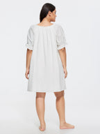 Cotton Plain Stretchy Cuff Sleeve Lounge Dress