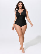 Adjustable Shoulder-Tie Ruched One-Piece Swim