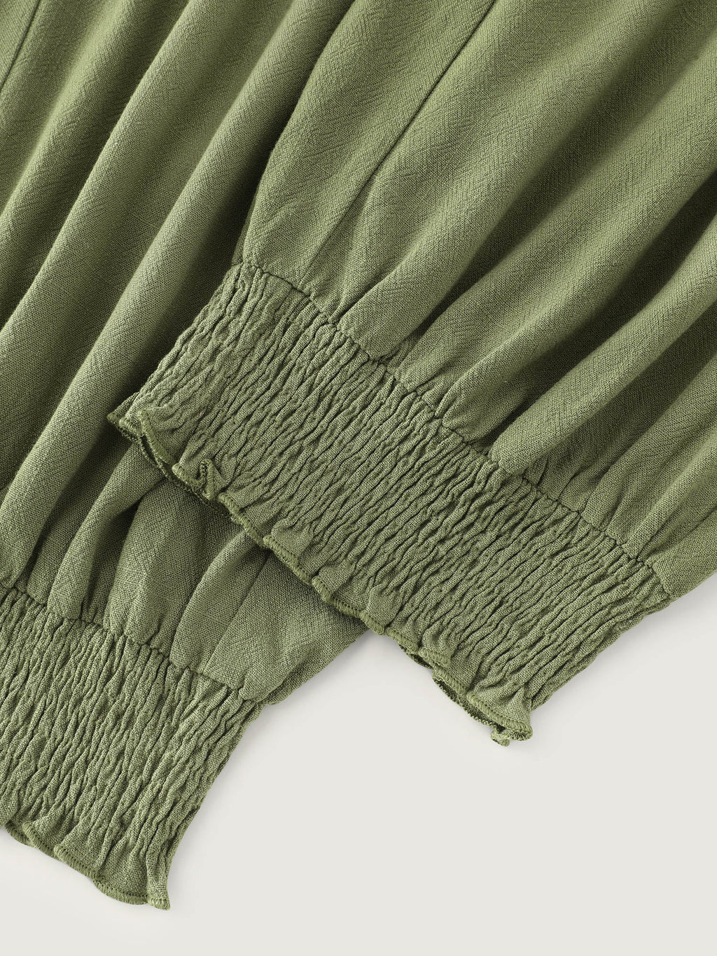 Linen Blend Shirred Drawstring Waist Jogger Pants