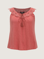 Supersoft Lace Neckline Sleeveless Knit Top