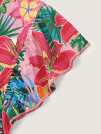 Vibrant Floral Print Cinched-Waist Top