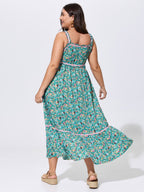 Floral Print Color Contrast Cami Maxi Dress