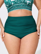 Two-Piece Tropical Print Sheer Wide-Leg Swim Bottoms