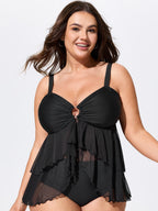 Ruffled Cut-Out Flowy Swim Top