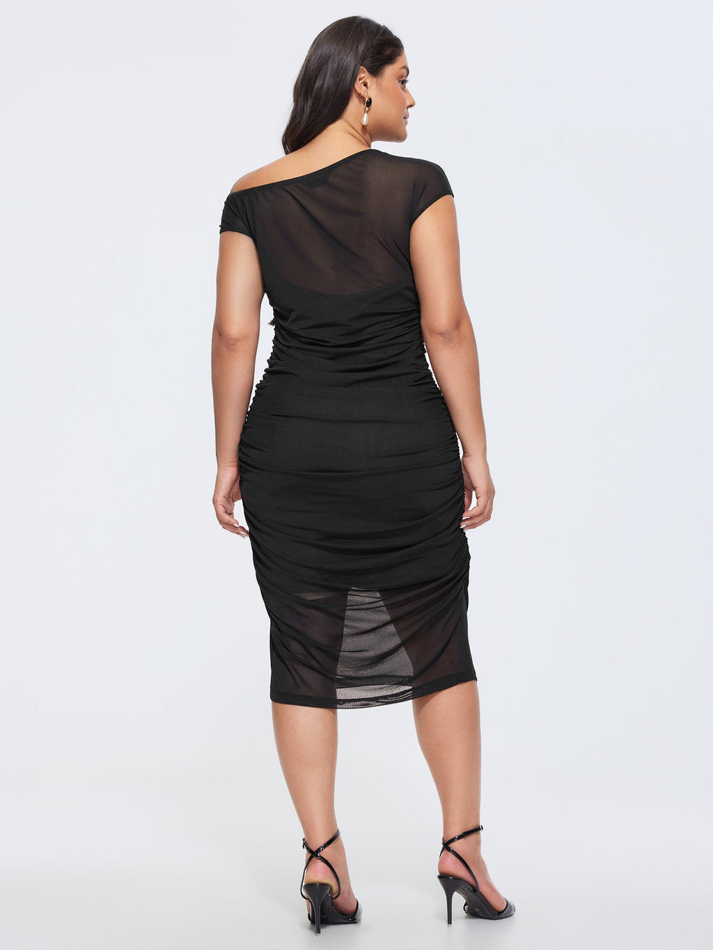 Sheer Stretchy Bodycon Fit Midi Dress