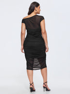 Sheer Stretchy Bodycon Fit Midi Dress