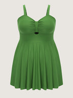 Cut-Out Pockets Fit And Flare Swim Dress