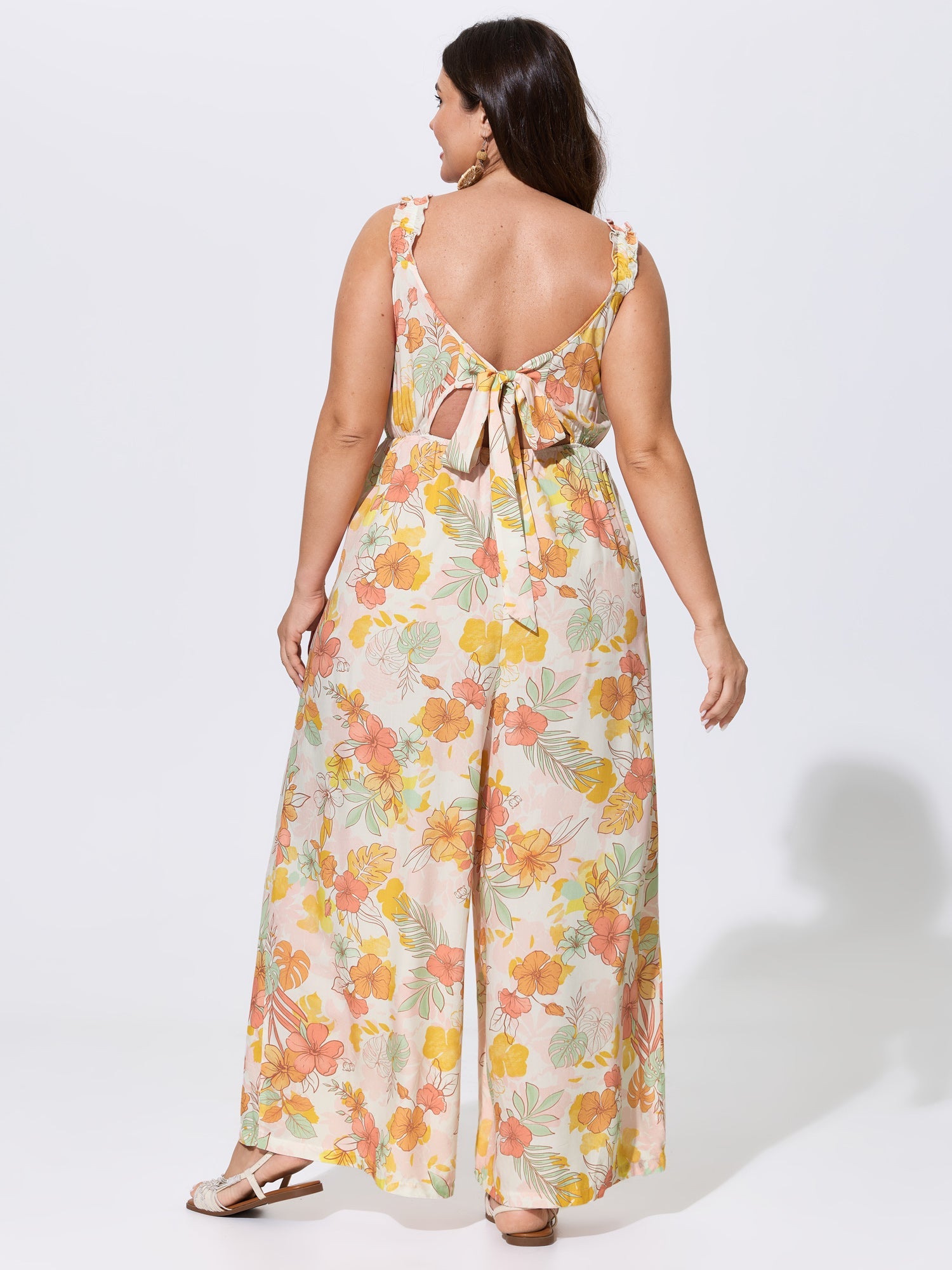 Floral Print Bow-Tie Back Jumpsuit