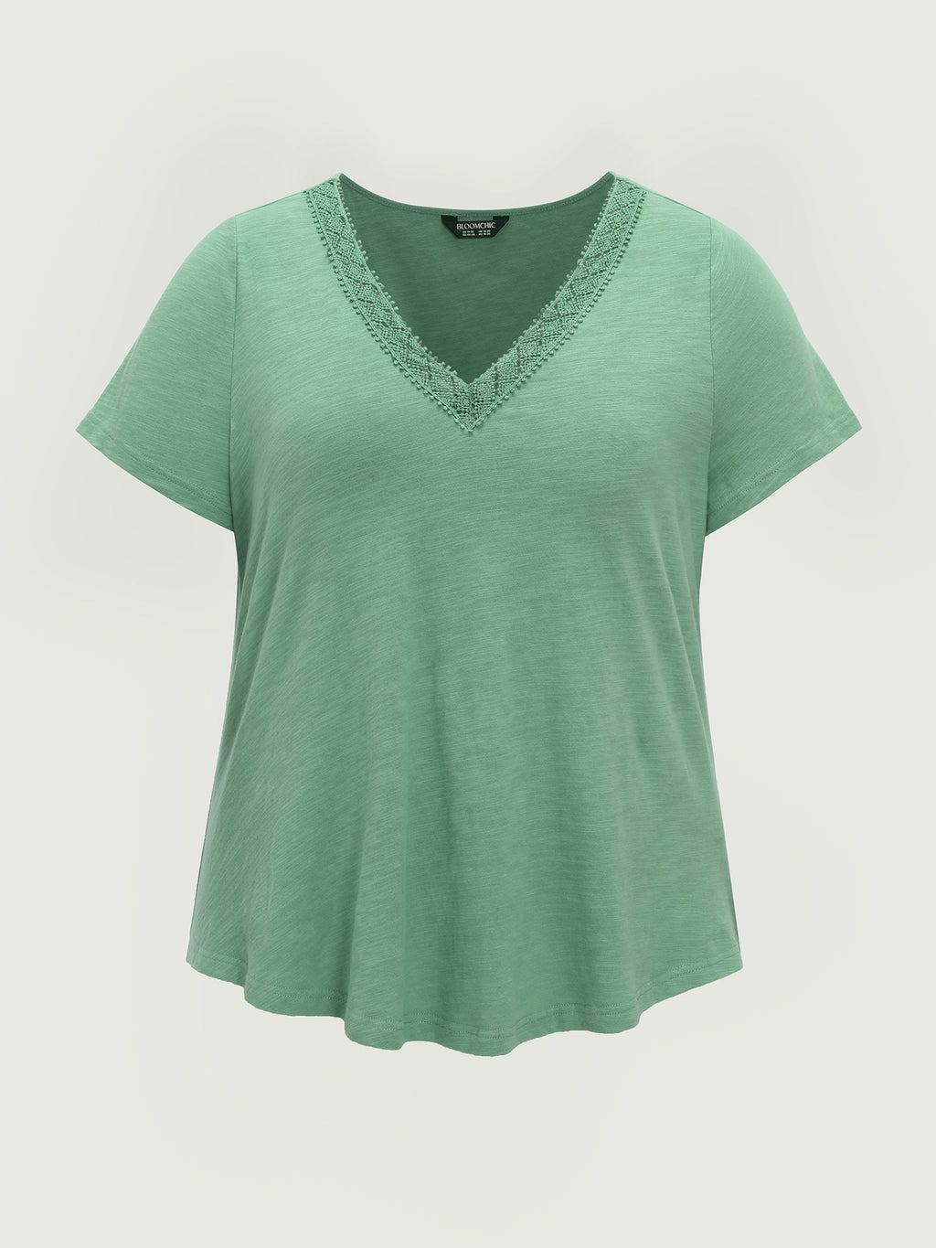 Cotton Supported Bra Stretchy V-Neck Plain T-Shirt