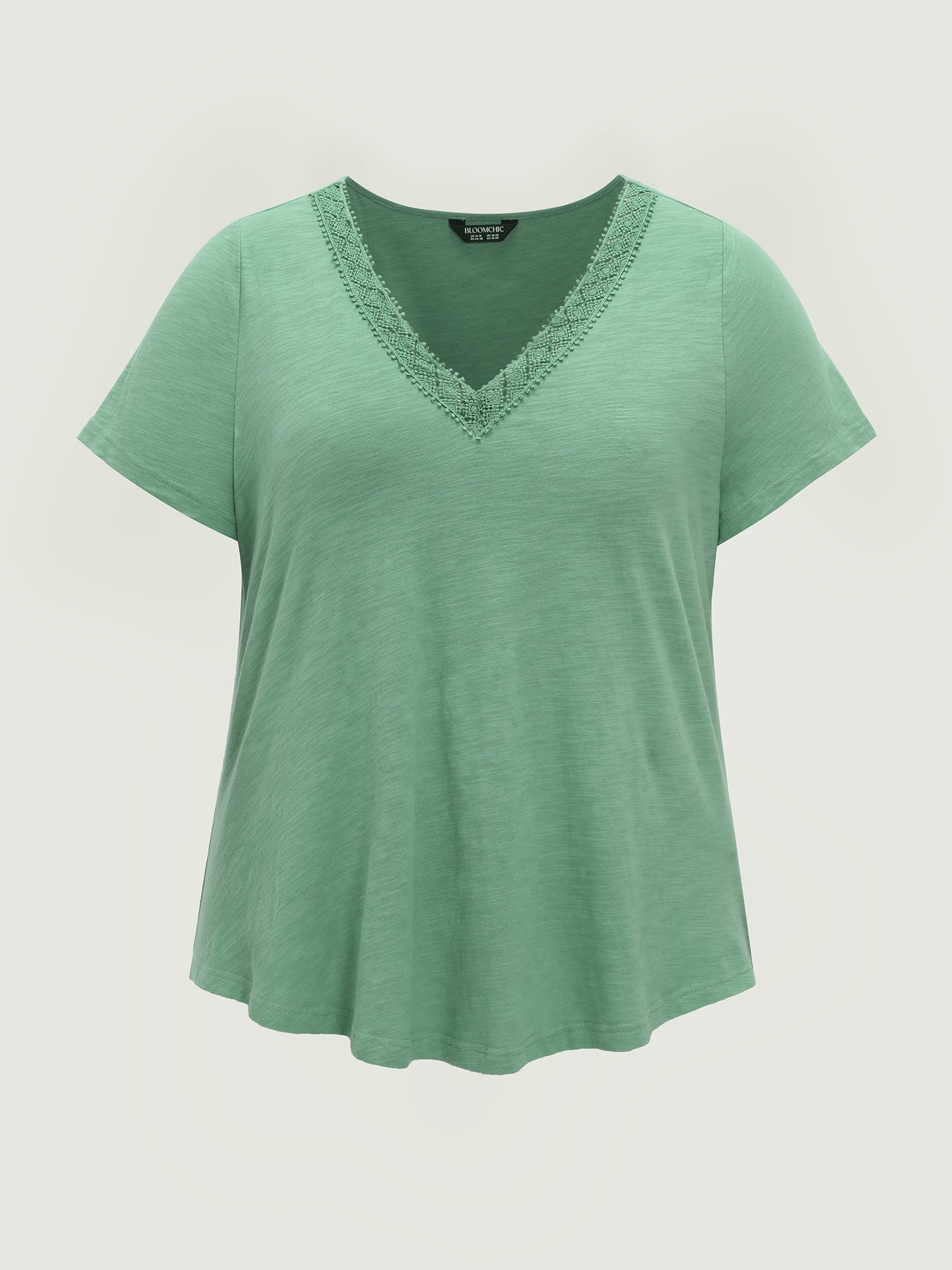 Cotton Supported Bra Stretchy V-Neck Plain T-Shirt