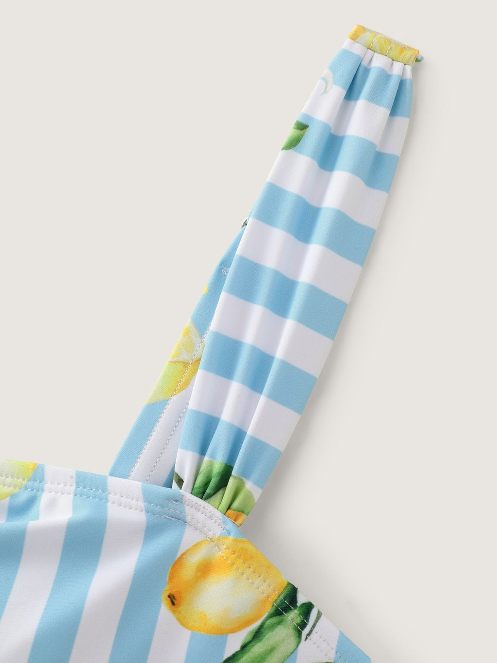 Lemon Striped Print Pockets Swim Romper
