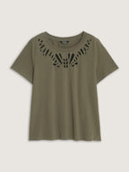 Cotton Cut-Out Neckline T-Shirt