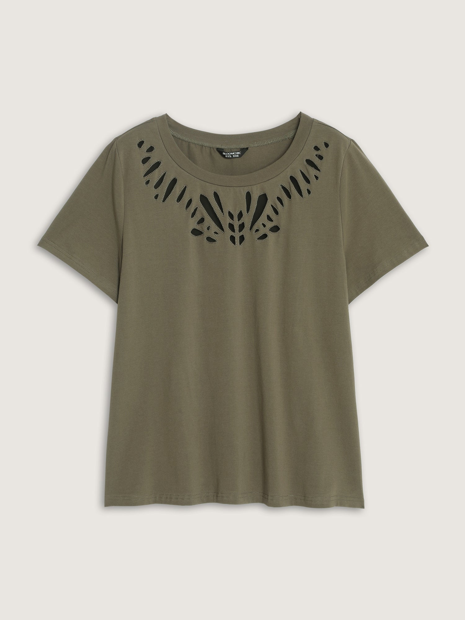 Cotton Cut-Out Neckline T-Shirt