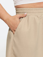 Textured Drawstring Waist Wide-Leg Shorts