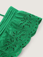 Ruffled Eyelet Trim Open-Back Mini Dress