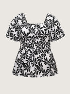 Floral Print Fit And Flare Blouse