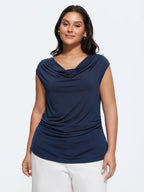 Stretchy Cowl Neckline Knit Top