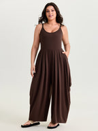 Stretchy Scoop Neckline Flowy Jumpsuit