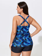 Tropical Print Double Strap Swim Top