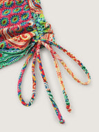 Paisley Print Adjustable Side Drawstring Swim Top