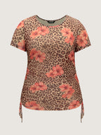 Wild-Side Leopard Print Stretchy Fitted T-Shirt