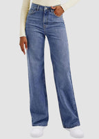 Women’s Minimalist High-Waist Stretch Wide-Leg Jeans