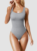 Ribbed Sleeveless Square Neck Tank Top Bodysuit
