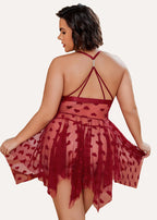 Plus Size Lace Nightdress with Front Slit