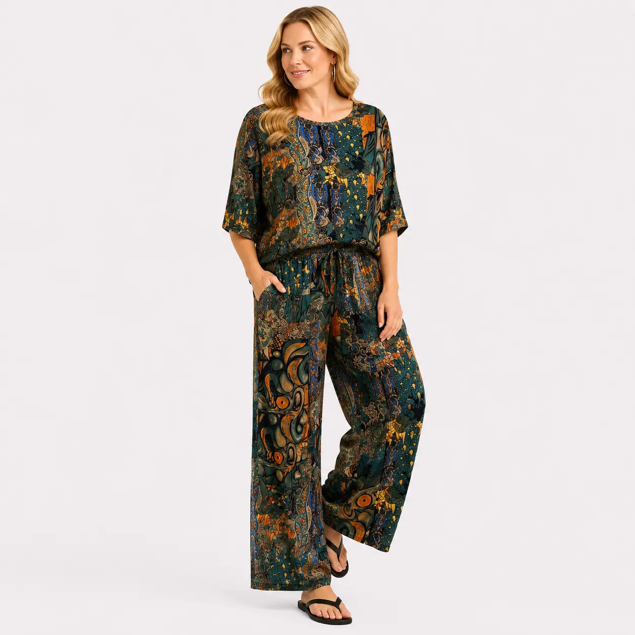 LADIES COMFORT LOUNGE CO-ORD SETS UPGRADED FRESH COOL FABRIB JUST MADE FOR MOST COMFORT SENSATION DURING SUMMER TIMES SUPER STRETCHY 3D PATTERNS VERSATILE FOR MOST VIBES ONE SIZE FITS ALL 12-24 PLUS SIZE LADIES FASHION