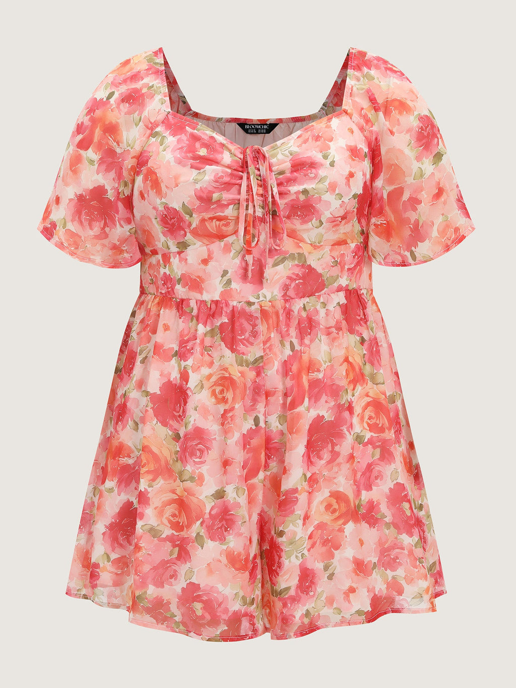 Floral Print Ruched Bodice Romper