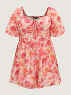 Floral Print Ruched Bodice Romper