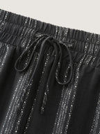 Striped Print Drawstring Waist Jogger Pants