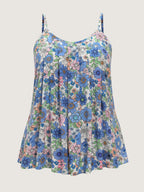 Floral Print Pleated Tank Top