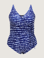 Tie-Dye Effect Striped Print One-Piece Swim