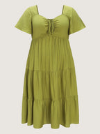 Sweetheart Drawstring Pocket Tiered Dress