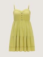 Cotton Sweetheart Neckline Tiered Sleeveless Mini Dress