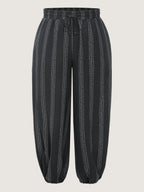 Striped Print Drawstring Waist Jogger Pants