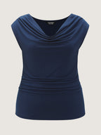 Stretchy Cowl Neckline Knit Top