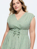 Striped Print Bow-Tie Waist Mini Dress