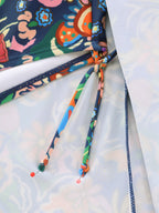 Floral Print Backless Pockets Swim Dress