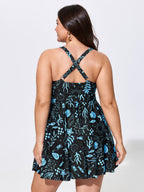 Floral Print Pockets Cut-Out Swim Dress