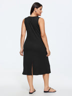 Supersoft Supported Bra Stretchy V-Neck Plain Midi Dress