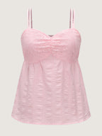 Textured Shirred Back Long Tank Top