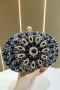 Inlaid Rhinestone Decor Party Oval Clutch Bag