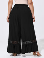 Lace Ruffled Hem Wide-Leg Pants