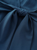 Split Neckline Side Waist-Tie Midi Dress