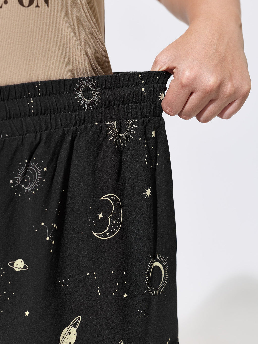 Star Moon Print Flowy Pants
