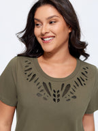 Cotton Cut-Out Neckline T-Shirt